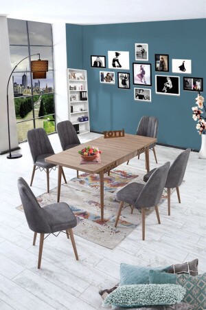 مجموعة طاولة مطبخ طاولة تناول الطعام المخصصة لـ 6 أشخاص - Totti Concept