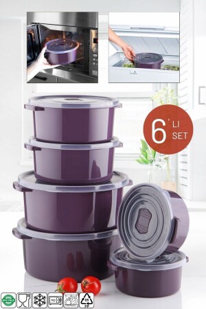 الموجات المجهرية و المبردة المستخدمة حاوية التخزين مجموعة حلقة 6 قطع الخشب TYC00699714683 - Nandy Home