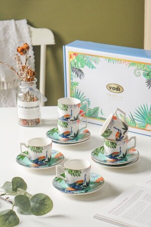 مجموعة من 6 كوبات قهوة ذات نمط من طائر طائر - Vadi