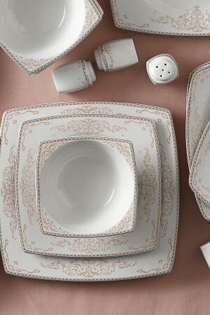 (منيز-أديليا) كريم جميل 60 قطعة عشاء مجموعة 12 شخصًا 153. 03. 07. 9465 - Karaca