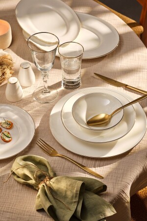 (م.ن.ز-أليشيا) العظام الجميلة (60 قطعة) مجموعة عشاء لـ 12 شخصًا (جولد) - Emsan