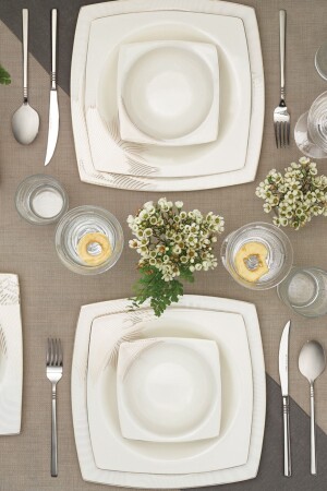 (مينز) العظام الجميلة الجديدة معاً وحدها الذهب 60 قطعة مسبقة عشاء مجموعة 12 شخصًا - Karaca