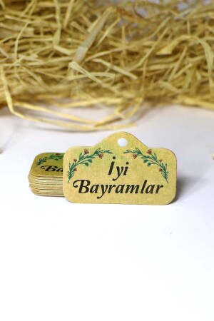 60 Adet Bayram Etiketi “iyi Bayramlar” Baskılı Kraft Etiket (4x6 Cm) - 1