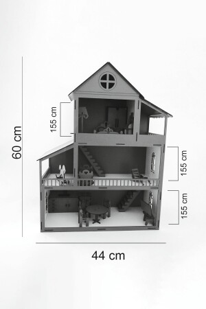 60 cm beleuchtetes Holzspielhaus mit Namen (BLAU) 60 cm OyunEvi - 7