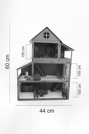 60 cm beleuchtetes Holzspielhaus mit Namen (rot) 60 cm OyunEvi - 8