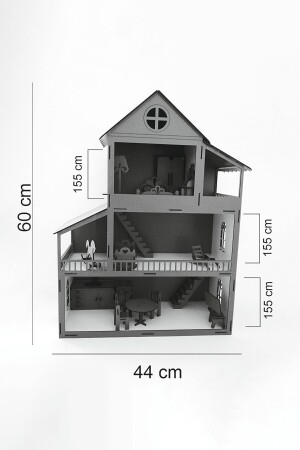 60 cm beleuchtetes Holzspielhaus mit Namen (rot) 60 cm OyunEvi - 4