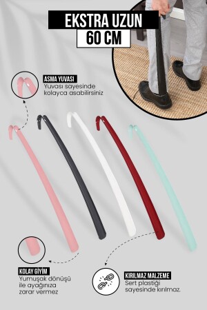60 Cm Beyaz Ayakkabı Çekeceği Sert Plastik Asılabilir Çekecek Yumuşak Kerata Uzun - 3