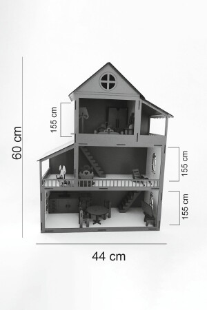 60 cm großes beleuchtetes Holzspielhaus mit Namen (ROSA) - 5