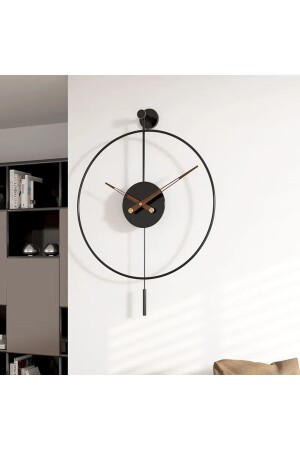 60 cm schwarzer Tiktok – Walnuss 35 cm Stunden- und Minutenzeiger, moderne dekorative Metallwanduhr mit Pendel tiktokPlus60 - 4