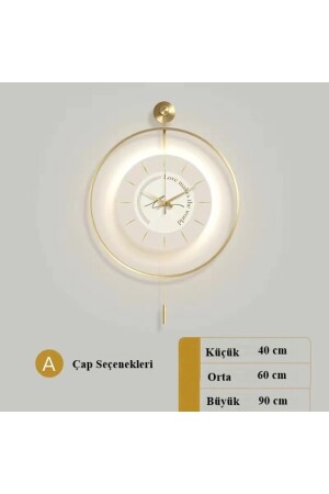 60 cm Timelles LOVE GOLD LED Duvar Saati Serisi , Modern Dekoratif Metal Kristal Cam Duvar Saati Love60 - 7