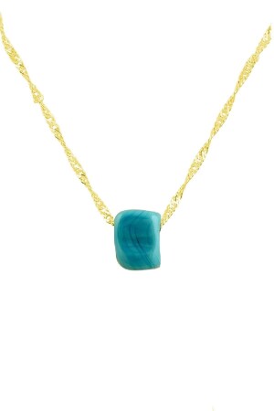 منز-الفضة الذهبية 60 سم سنغافورة سلسلة التركيز الحجر العنق SGTL11336 - Söğütlü Silver