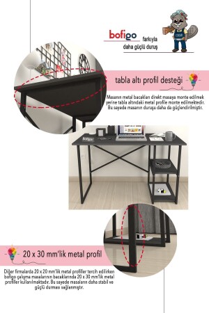 60 x 120 cm Schreibtisch mit 2 Ablagen, Computertisch, Büro, Vorlesung, Esstisch, Anthrazit, Bfg-Calis. Tisch-2Regale-60x120 - 8