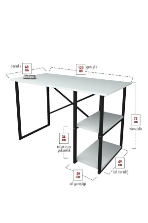 60 x 120 cm Schreibtisch mit 2 Ablagen, Computertisch, Büro, Vorlesung, Esstisch, Weiß, Bfg-Calis. Tisch-2Regale-60x120 - 7