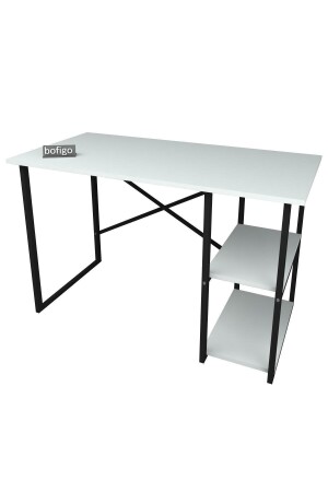 60 x 120 cm Schreibtisch mit 2 Ablagen, Computertisch, Büro, Vorlesung, Esstisch, Weiß, Bfg-Calis. Tisch-2Regale-60x120 - 8