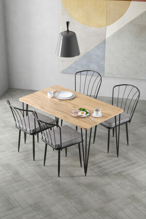 60x120 Esstisch aus Kiefernholz, Küchentisch-Set, 4-teilig, Sonnenstühle, Kieferntisch, Sonnenstuhl - 2