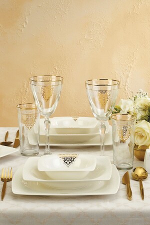 (مينز) - (فايور) الذهبية من العظام الجميلة (فايور) الذهبية من الـ 61 قطعة (مجموعة عشاء 12 شخصًا 600) - Emsan