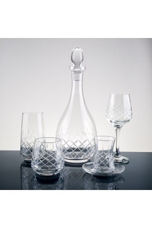 م.ن.ز-مربع يد مزينة قطعة زجاجية المياه مجموعة 61 قطعة لـ 12 شخص P66S4640 - sudeka