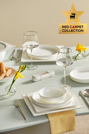 مجموعة من السجاد الأحمر من المنتجات المختلفة من الزهرة المضافة 62 قطعة عشاء مجموعة 12 شخصًا البلاتين 153 03. 08. 4324 - Karaca