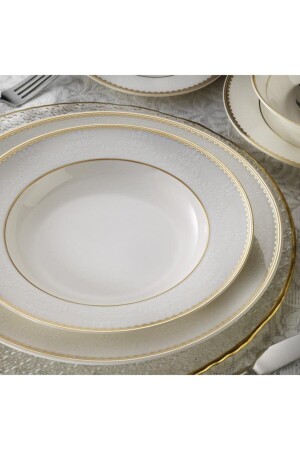 كاليبسو العظم من النحاس 62 قطعة عشاء ذهبية لـ 12 شخص - Kütahya Porselen