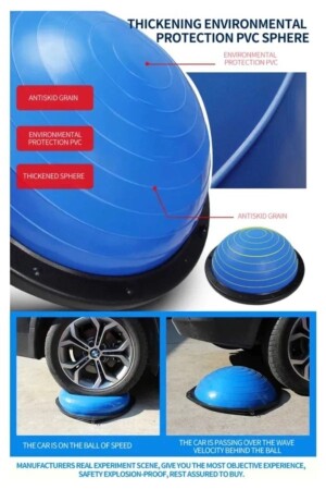 62 cm blauer Bosuball-Balanceball in internationalen Standardgrößen. Rutschfester Bosu-Ball - 6