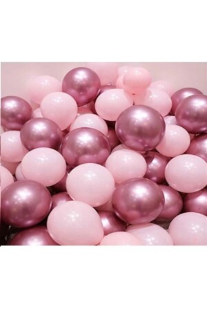 65 Adet Lüks Makaron Pembe - Krom Pembe -Beyaz Balon Zinciri Doğum Günü Balon Seti - 7