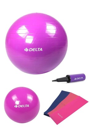 65 cm-20 cm Pilates-Ball, 3-teiliges Pilates-Band, Übungs-Widerstandsband, Pilates-Ball-Pumpen-Set - 1