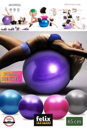 65 Cm Fitilli Pilates Topu Ve Pompa Seti Plates Denge Yoga Spor Egzersiz Top Jimnastik Fitness Gym - 1