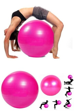 65 cm großer Pilates-Ball, rosa, Sport-Fit-Körper, gesunde Lebenspumpe mit Geschenk - 4