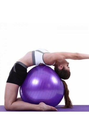 65 Cm Mor Pilates Topu Ve Şişirme Pompası- Yoga Plates Egzersiz Topu Ball - 1
