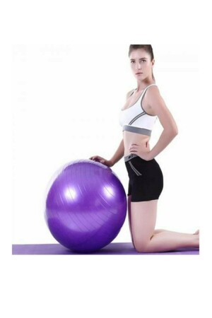 65 Cm Mor Pilates Topu Ve Şişirme Pompası- Yoga Plates Egzersiz Topu Ball - 2