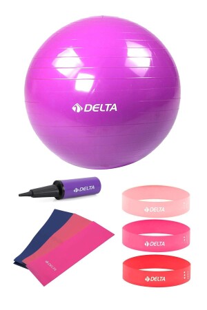 65 cm Pilates-Ball, 3-Pilates-Band, 3-teiliges Squat-Band, Widerstandsband, Aufblaspumpen-Set - 1