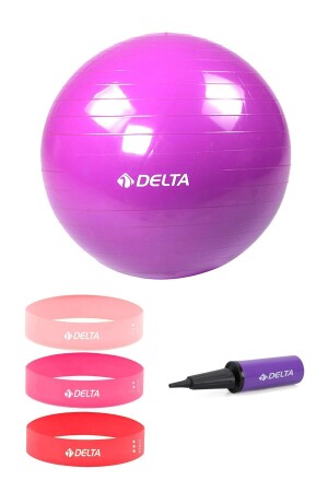 65 cm Pilates-Ball, 3-teilig, Kniebeugenband, Übungswiderstandsband, Pilates-Ballpumpe, 5er-Set - 1