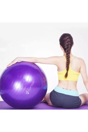 65 cm schnurgebundener Pilatesball Lila + Pumpe - 4