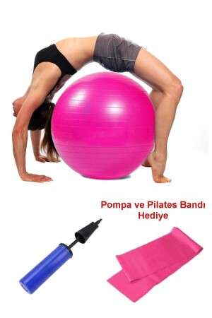 65 cm schnurgebundenes Pilates-Ball- und Pumpen-Set, Platten, Yoga, Sport, Gymnastikball, Gymnastik, Fitness, Fitnessstudio, Rosa - 1