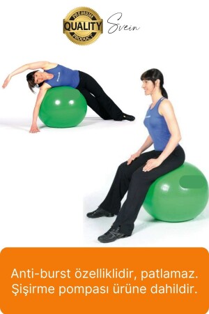 65 cm Yoga Pilates Topu ve Şişirme Pompası Hediye Denge Egzersiz Aerobik Jimnastik Reformer Spor Set - 3