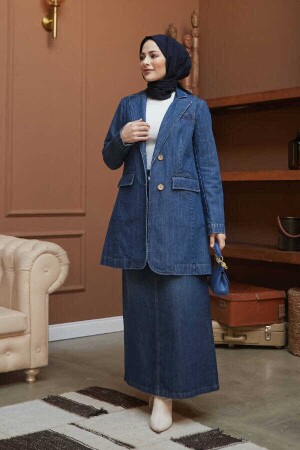 6633- Klasik Denim Ceket Koyu Mavi - Neways