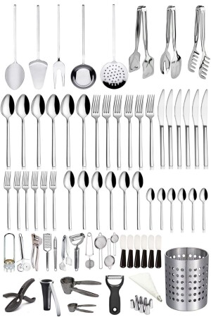 68-teiliges Luxus-Geschirr-Set aus Stahl, Küchenutensilien-Set, Gabel, Löffel, Service, Präsentation, Produkte LGY-00119 - 1