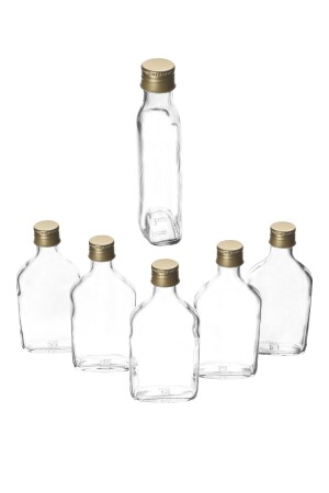 6er-Set flache Mehrzweck-Cold-Brew-Flasche mit auslaufsicherem goldfarbenem Metalldeckel MA2119 - 2