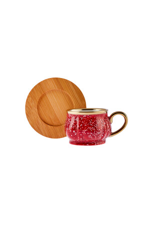 6er-Set rote Kaffeetassen mit Bambustablett als Geschenk 90 ml 153. 03. 05. 0221-1 - 7