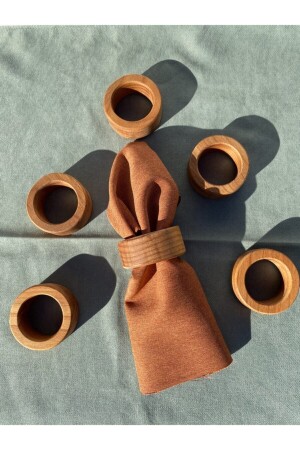 مجموعة من 6 حلقات من الخشب - Kıdıman Ahşap