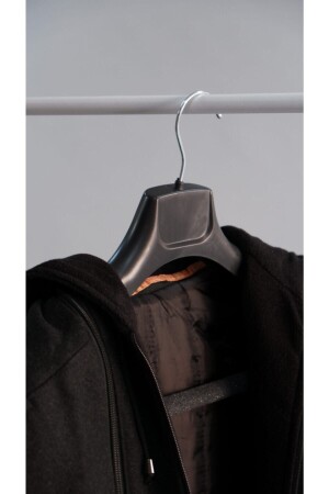 6'lı Ceket Askısı Siyah Geniş Kalın Plastik Askı - Ceket- Kaban- Pantolon Ve Mont Askısı - 2