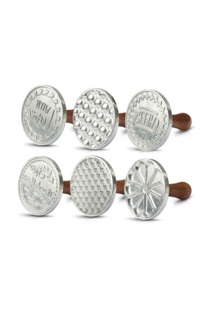 6'lı Döküm Kurabiye Şekillendirici Kalıbı Pankek Mührü Cookıe Stamps Çeyiz Yılbaşı Temalı - Bkc Home