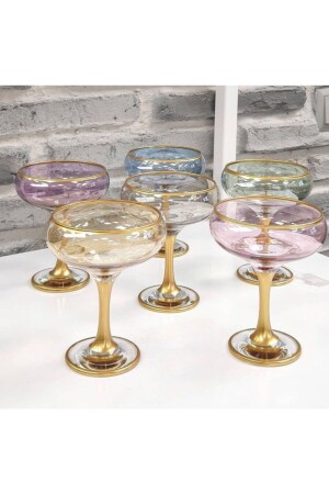 6'lı El Dekoru Yaldızlı Cam Dondurmalık, Cam Dondurma Kasesi, Çerezlik 784 - Paşabahçe