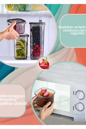 6'lı Etiketli Moly Dikdörtgen Saklama Kabı Seti 1300ml Kapaklı Kahvaltılık - Çoklu Set Yapılabilen MCH08776 - 6