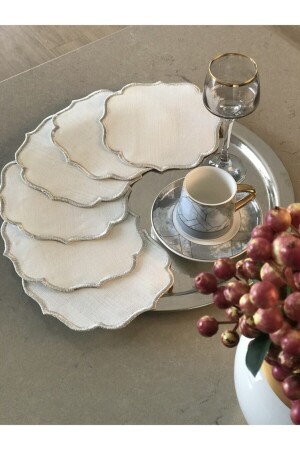 6’lı Gümüş Nakışlı Kokteyl Peçete - Hyatt Concept