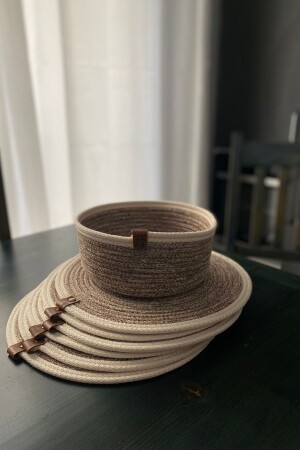 6'lı Hasır Supla Amerikan Servis Tabak Altlığı 31 cm-1 adet Ekmeklik sepet 18 cm - Miss Juli