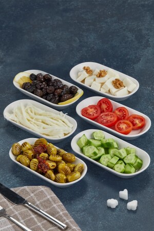 MNZ-6- Piece Kütahya Venus Series Ceramic Breakfast Presentation Snack Bowl Set 6-ADT-VENUS-KHVLTLK - Genel Markalar