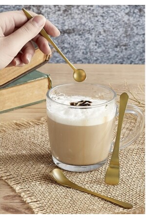 6’lı Mat Gold Nescafe Sunum Çay Kaşığı DNC154 - 1