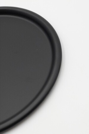 6'lı Metal Siyah Tek Kişilik Dekoratif Çay, Kahve Ve Pasta Servisi Sunum Tepsisi 22cm MYT666-6X - 3