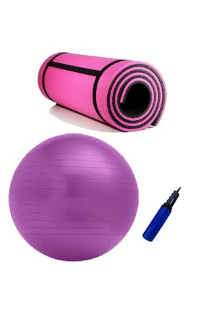 6'lı Pilates Ve Yoga Seti,çift Taraflı Pilates Minderi,55cm Top,pompa,ip,dambıl,plates Bandı sd4d - 2